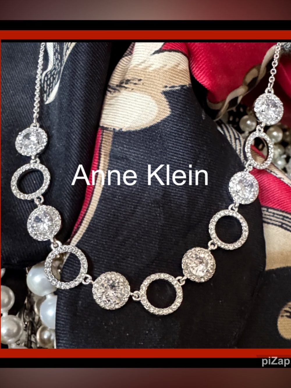 Anne Klein Elegant Silver Stone Necklace with Circular Accents